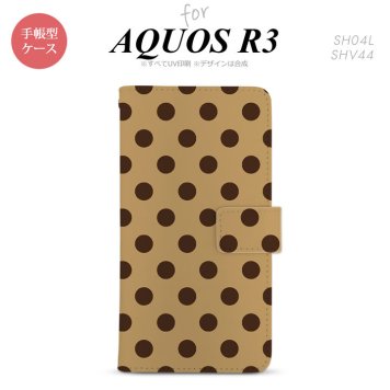 SH-04L/SHV44 AQUOS R3 手帳型スマホケース カバー ドット 水玉 茶 黒茶  nk-004s-r3-dr102