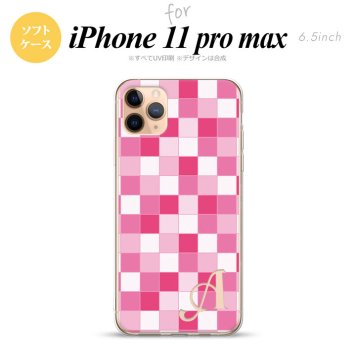 iPhone11ProMax iPhone11pro max スマホケース ソフトケース スクエア モザイク ピンク +アルファベット メンズ レディース nk-i11pm-tp1018i