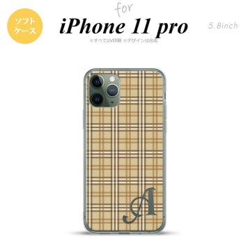 iPhone11Pro iPhone11 Pro スマホケース ソフトケース チェック B ベージュ +アルファベット メンズ レディース nk-i11p-tp444i