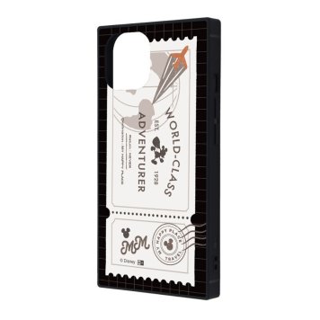 iPhone 15 / 14 / 13 ディズニー / KAKU 衝撃吸収 バンパー スクエア ハイブリッドケース / ミッキーマウス_travel2 ※送料無料(ポスト投函)