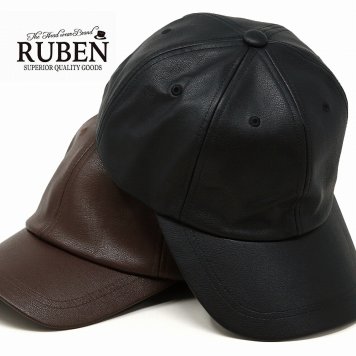 RUBEN キャップ レザーキャップ メンズ 父の日 ギフト エコレザー ルーベン レザー 小物 黒 帽子 フェイクレザー 茶色 合皮 オールシーズン 革 茶 プレゼント 男性 誕生日 ラッピング 30代 40代 50代 60代 ファッション 紳士 ミドルエイジ