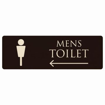 トイレ プレート 木製 MENS ブラック ナチュラル 左 矢印 長方形 12x4cm 方向案内 進路ドア サインプレート ピクトサイン トイレマーク表示 案内 注意 施設 御手洗 TOILET おしゃれ シンプル 安全対策