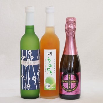 梅酒特集3本セット(薩摩スパークリングにごり梅酒梅太夫(鹿児島) 京都青谷梅わいん(京都) 奥の松純米酒ベースうめとろ(福島)) 375ml×1本 500ml×2本
