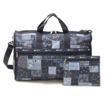 レスポートサック LeSportsac ボストンバッグ 斜めがけバッグ 7185 E125 LARGE WEEKENDER ラージウィークエンダー DENIM QUILT パッチワーク柄デニムブルー系マルチ