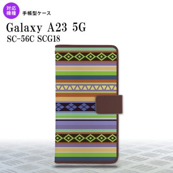 Galaxy A23 GalaxyA23 手帳型スマホケース カバー エスニック ボーダー 青 2022年 10月発売 nk-004s-a23-dr1562