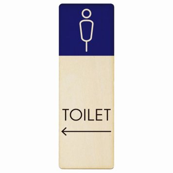 トイレ プレート 木製 男 K1 左 矢印 長方形 縦書き 9x27cm 方向案内 進路ドア サインステッカー ピクトサイン トイレマーク表示 案内 注意 施設 御手洗 TOILET おしゃれ シンプル 安全対策