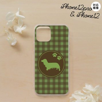 iPhone12/iPhone12pro iPhone12 / iPhone12pro スマホケース ソフトケース 犬 ダックスフンド A 緑 メンズ レディース nk-i12-tp814