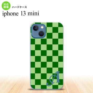 iPhone13mini iPhone13 mini ケース ハードケース スクエア 緑 グリーン +アルファベット  nk-i13m-771i