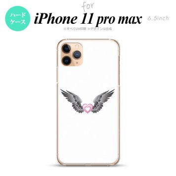 iPhone11ProMax iPhone11pro max スマホケース ハードケース 黒翼 ハート 白 ピンク メンズ レディース nk-i11pm-469