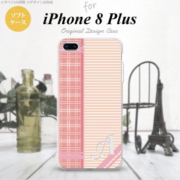 【iPhone8Plus】【スマホケース/スマホカバー】【アイフォン8プラス】iPhone8Plus スマホケース ケース アイフォン8プラス イニシャル チェック・ボーダー ピンク nk-ip8p-tp1605ini【メール便送料無料】