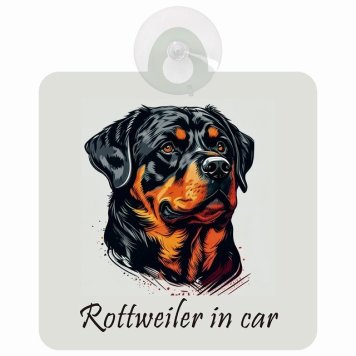 Rottweiler ロットワイラー Aタイプ 車 窓ガラス 吸盤タイプ 犬 かっこいい おしゃれ イラスト付 DOG IN CAR ドッグインカー ドッグオンボード 安全対策 セーフティサイン デコ 外出 ドライブ カーサイン 吸盤
