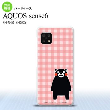 SH-54B SHG05 AQUOS sense6 スマホケース ハードケース くまモン チェック ピンク メンズ レディース nk-sens6-km18