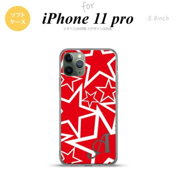 iPhone11Pro iPhone11 Pro スマホケース ソフトケース 星 赤 白 +アルファベット メンズ レディース nk-i11p-tp1120i