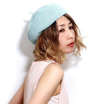 春夏 ベレー帽 レディース ぽこぽこベレー チョボ付 サマーニット フリーサイズ おしゃれ 無地 サマーベレー アイスブルー 水色 母の日 ギフト お母さん プレゼント ラッピング