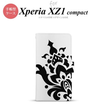 【手帳型 スマホ カバー ケース】【SO02K】【エクスペリア XZ1】手帳型 ケース SO-02K スマホ カバー Xperia XZ1 Compact エクスペリア ダマスク柄大A 黒 nk-004s-so02k-dr1029【メール便送料無料】