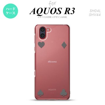 SH-04L SHV44 R3 AQUOS R3 スマホケース カバー トランプ 四隅 グレー nk-r3-521