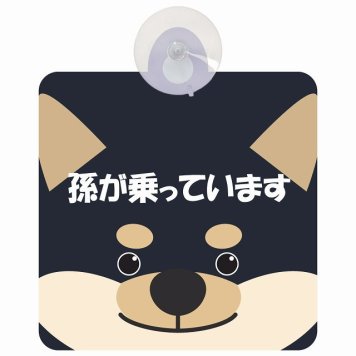 孫が乗っています おでこ 黒柴 セーフティサイン 吸盤タイプ 収れん火災防止タイプ 安全運転 車内用 煽り運転対策 安全対策 カーサイン イラスト かわいい