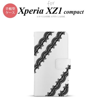 【手帳型 スマホ カバー ケース】【SO02K】【エクスペリア XZ1】手帳型 ケース SO-02K スマホ カバー Xperia XZ1 Compact エクスペリア レースA 黒 nk-004s-so02k-dr1096【メール便送料無料】