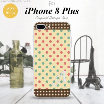【iPhone8Plus】【スマホケース/スマホカバー】【アイフォン8プラス】iPhone8Plus スマホケース ケース アイフォン8プラス イニシャル ドット・水玉 ベージュ×ミント nk-ip8p-tp1647ini【メール便送料無料】