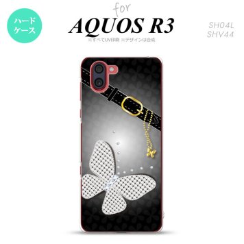 SH-04L SHV44 R3 AQUOS R3 スマホケース カバー バタフライ 蝶 F 黒 nk-r3-324