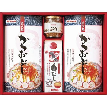 冬の贈り物ご挨拶  バラエティギフト マルトモ 直火焼ソフトパック（2.5g×7袋）×2、白だし（500ml）・北海道産ぶりほぐし（50g）×各1