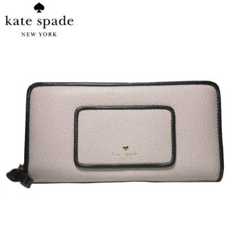 ケイト・スペード アウトレット kate spade 財布 WLRU4985-287 neda / ward place レザー ラウンドファスナー長財布 rose cloud(287):ピンクベージュ系×ブラック  