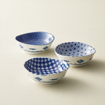 0 藍染 楕円小付3柄揃　 YN-2002AW  内祝 内祝い お祝 御祝 記念品 出産内祝い プレゼント 快気祝い 粗供養 引出物