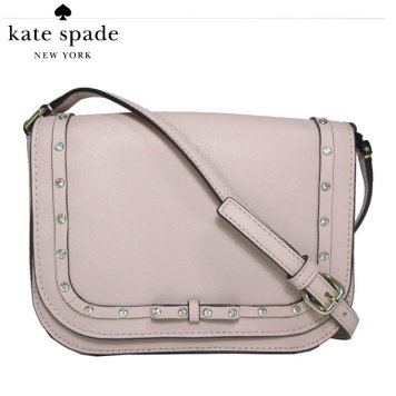 ケイト・スペード アウトレット kate spade ショルダーバッグ WKRU5643-265 large carsen / laurel way jeweled 型押しレザー リボン × ラインストーン 斜め掛け ショルダー / ポシェット warmvellum(265):ライトピンク系