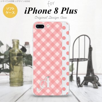 【iPhone8Plus】【スマホケース/スマホカバー】【アイフォン8プラス】iPhone8Plus スマホケース ケース アイフォン8プラス イニシャル チェック･ドット ピンク nk-ip8p-tp1521ini【メール便送料無料】