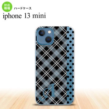 iPhone13mini iPhone13 mini ケース ハードケース タータン ドット 黒 +アルファベット  nk-i13m-1535i