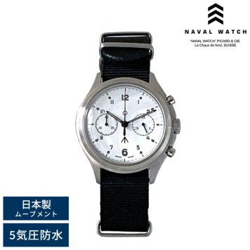 Naval Watch ミリタリーウォッチ 腕時計 MIL.-07SV/WH-BK ナバルウォッチアナログ/5気圧防水/文字盤 白/蓄光/