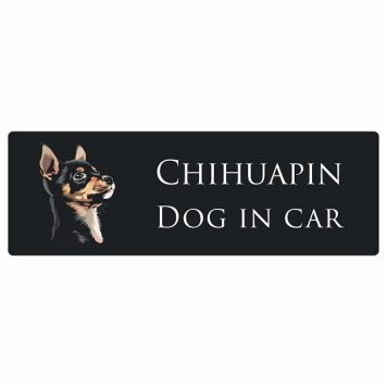 ドッグ カーステッカー イラスト付 Dog in Car チワピン Bタイプ セーフティサイン 犬種別 長方形 15x5cm シール リア あおり運転対策 Dog Sticker 屋外 屋内 防水 かわいい おしゃれ 安全対策 カーサイン