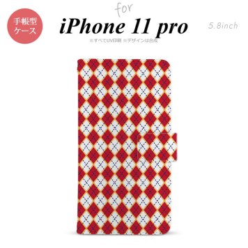 iPhone11Pro iPhone11 Pro 手帳型スマホケース カバー アーガイル 赤 青  nk-004s-i11p-dr1403