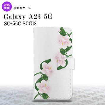 Galaxy A23 GalaxyA23 手帳型スマホケース カバー ハイビスカス 白 2022年 10月発売 nk-004s-a23-dr083