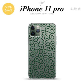 iPhone11Pro iPhone11 Pro スマホケース ソフトケース 唐草 クリア 緑 メンズ レディース nk-i11p-tp1129
