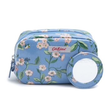 キャスキッドソン Cath Kidston ポーチ 1010169 106137918100102 CLASSIC MAKE UP CASE クラシック メイクアップ ケース ミラー付き 化粧ポーチ MID BLUE/FORGET ME NOT サックスブルー系＋フラワー柄マルチカラー