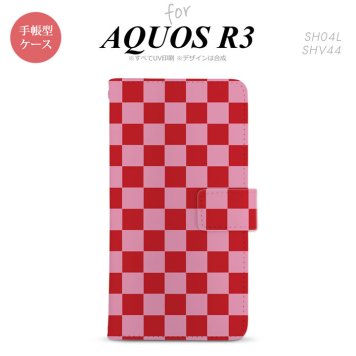 SH-04L/SHV44 AQUOS R3 手帳型スマホケース カバー スクエア 赤 ピンク  nk-004s-r3-dr770