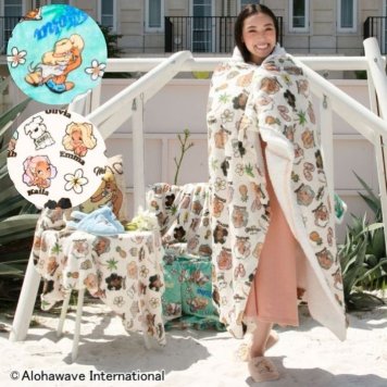 【 ALOHA MAPUA 】 ブランケット ハワイアン Lサイズ 130 × 150 cm ひざ掛け 厚手 クッションになる モコモコ