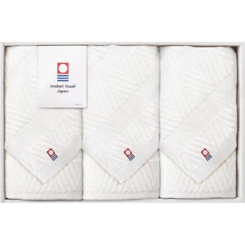 今治タオル 今治 綾 フェイスタオル 3枚セット [26-7538-031] IMT28301S ｜ 綿100％ 34×70cm 杉綾織で仕上げた立体的な織柄 ｜ ギフト 贈り物 内祝い お返し 出産祝い 結婚祝い 香典返し 御見舞い ご挨拶 ｜ タオルギフト 日本製 今治タオルブランド認定 ｜ 化粧箱入