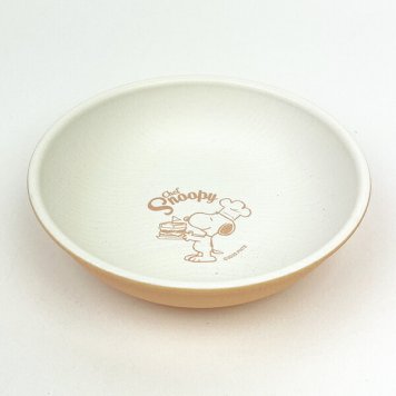 スヌーピー 木目調ラウンドプレート （オレンジ） シェフスヌーピー お皿 SNOOPY
