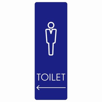 トイレ 案内 シール 男 L2 左 矢印 長方形 縦 方向案内 進路ドア 防水 屋内 屋外 サインステッカー ピクトサイン トイレマーク表示 案内 注意 施設 御手洗 TOILET おしゃれ シンプル 安全対策