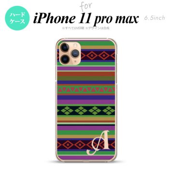 iPhone11ProMax iPhone11pro max スマホケース ハードケース エスニック ボーダー 緑 +アルファベット メンズ レディース nk-i11pm-1563i