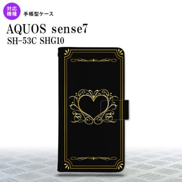 sense7 sense7 手帳型スマホケース カバー ハート 飾り 黒 金 2022年 11月発売 nk-004s-sens7-dr617
