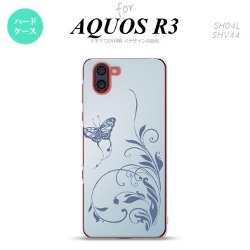 SH-04L SHV44 R3 AQUOS R3 スマホケース カバー 蝶と草 青 nk-r3-1633