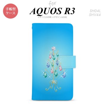 SH-04L/SHV44 AQUOS R3 手帳型スマホケース カバー ツリーイヤリング 青  nk-004s-r3-dr633