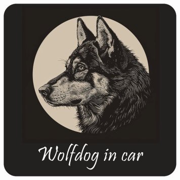 ドッグ カーステッカー イラスト付 Dog in Car ウルフドッグ Aタイプ セーフティサイン 犬種別 正方形 13x13cm シール リア あおり運転対策 Dog Sticker 屋外 屋内 防水 かわいい おしゃれ 安全対策 カーサイン