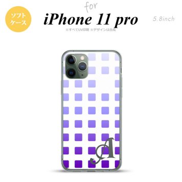 iPhone11Pro iPhone11 Pro スマホケース ソフトケース スクエア ドット 紫 +アルファベット メンズ レディース nk-i11p-tp1362i