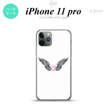 iPhone11Pro iPhone11 Pro スマホケース ハードケース 黒翼 ハート 白 ピンク メンズ レディース nk-i11p-469