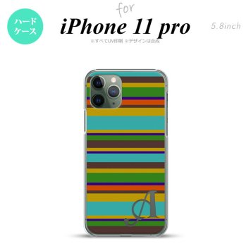 iPhone11Pro iPhone11 Pro スマホケース ハードケース ボーダー ターコイズ +アルファベット メンズ レディース nk-i11p-702i