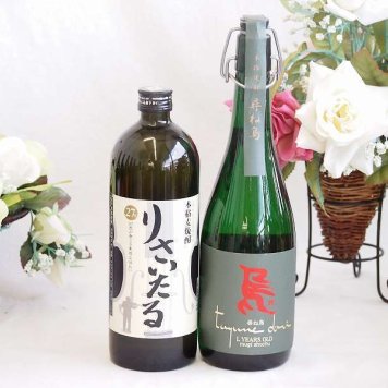 贈り物には王道麦焼酎２本セット 麦焼酎りさいたる27°(大分県)720ml三ツ星受賞麦焼酎尋ね鳥25°(長崎県)720ml
